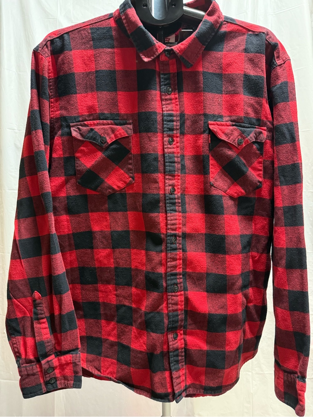 Levi’s Red Black Buffalo Plaid Flannel Shirt Mens XL Cotton Button Front